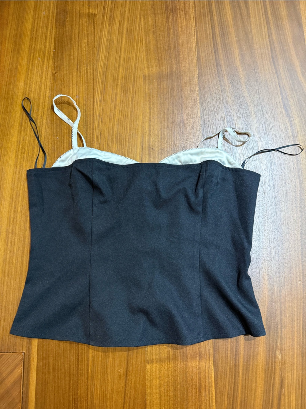 Black Bustier Camisole with Cream Trim